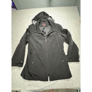 GALLERY NEW YORK‎ WOMENS BLACK HOODED JACKET SIZE L 100% POLYESTER